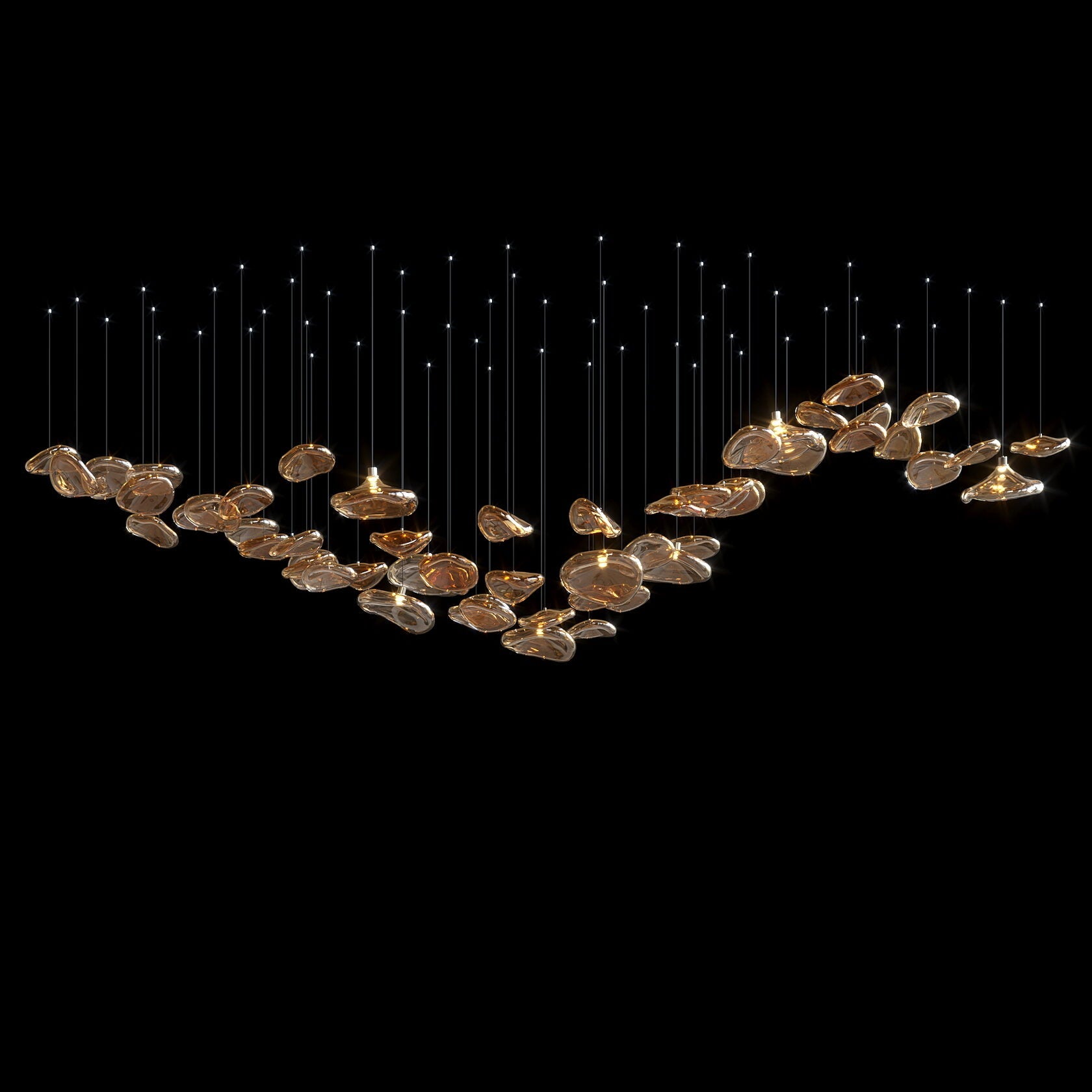 Amber Pebble Orbit Chandelier