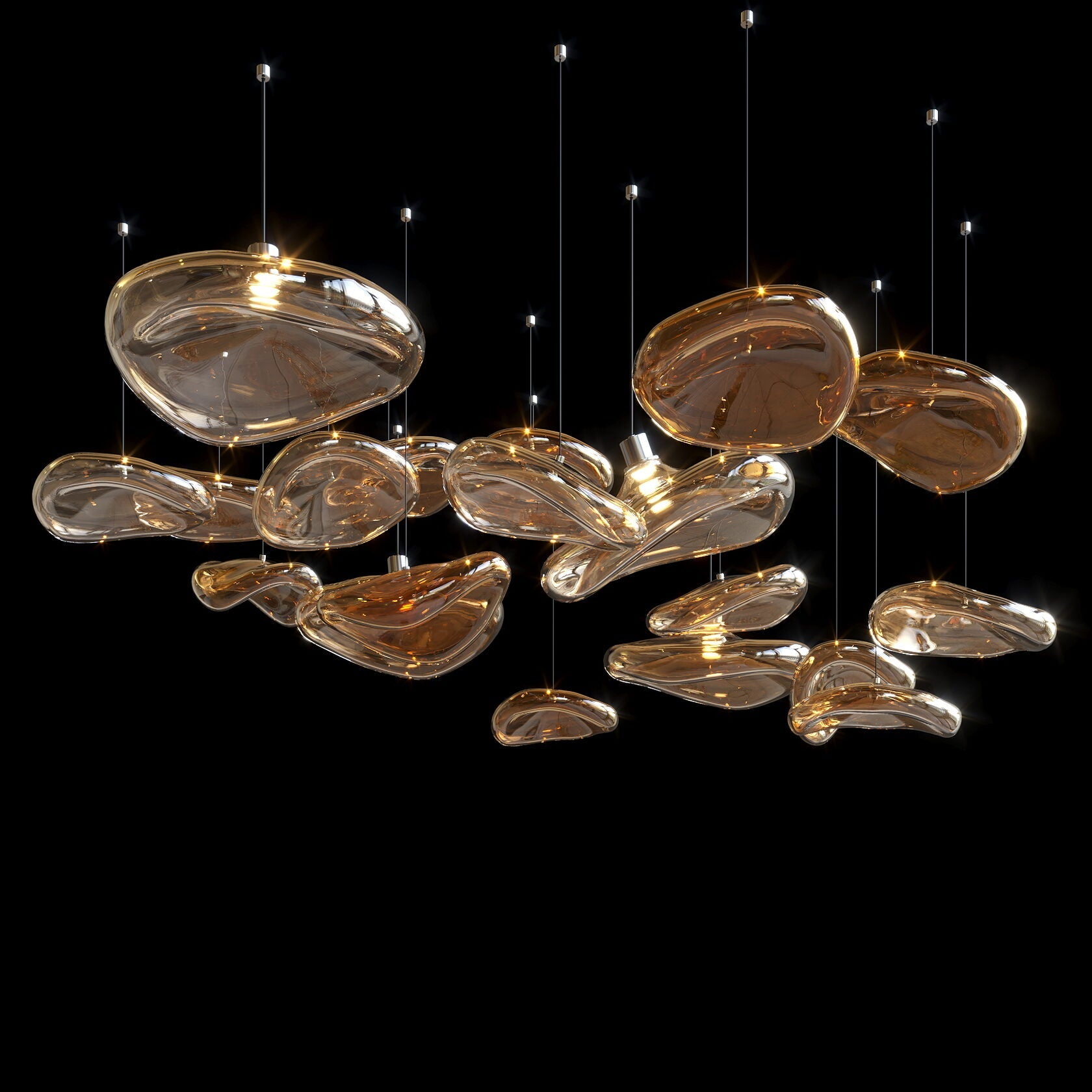 Amber Pebble Orbit Chandelier