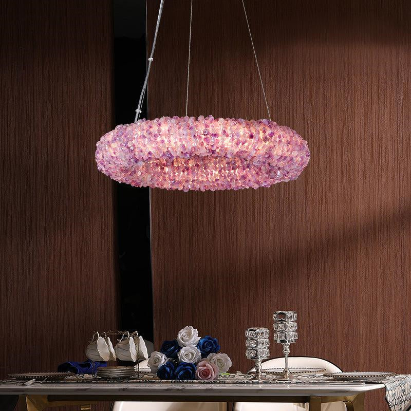 Tadeo Purple Rock Crystal Round Luxury Chandelier by Bling Lighting Studio