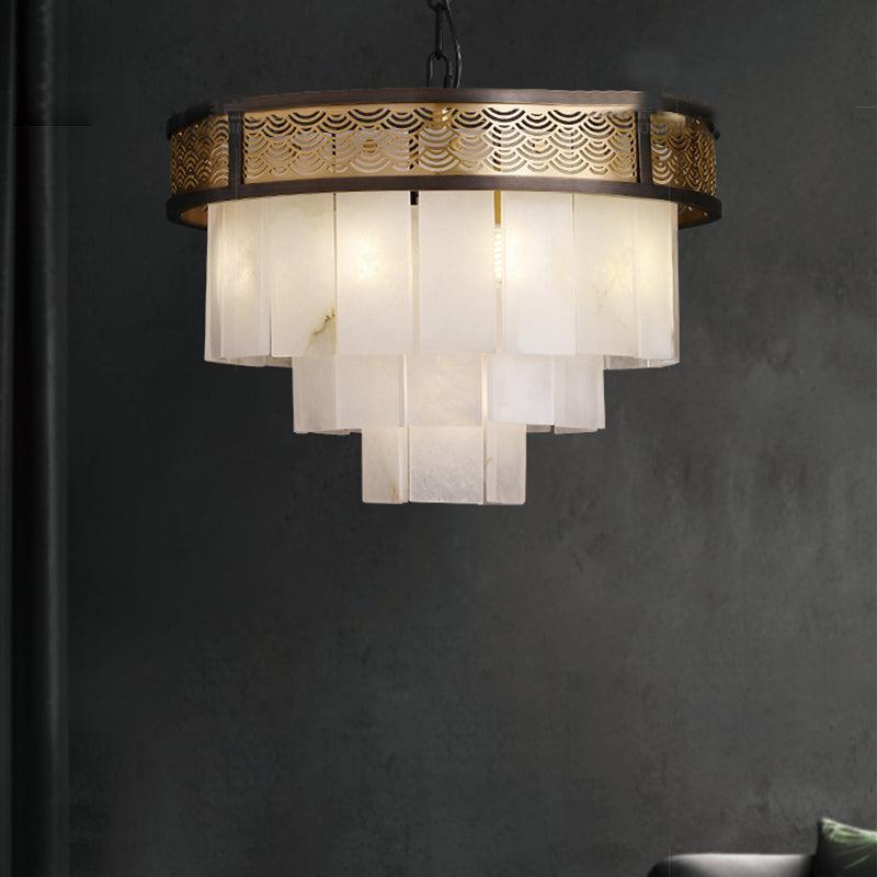 Marble Alabaster Lorry Multi-layer Classic Chandelier by Bling Lighting Studio