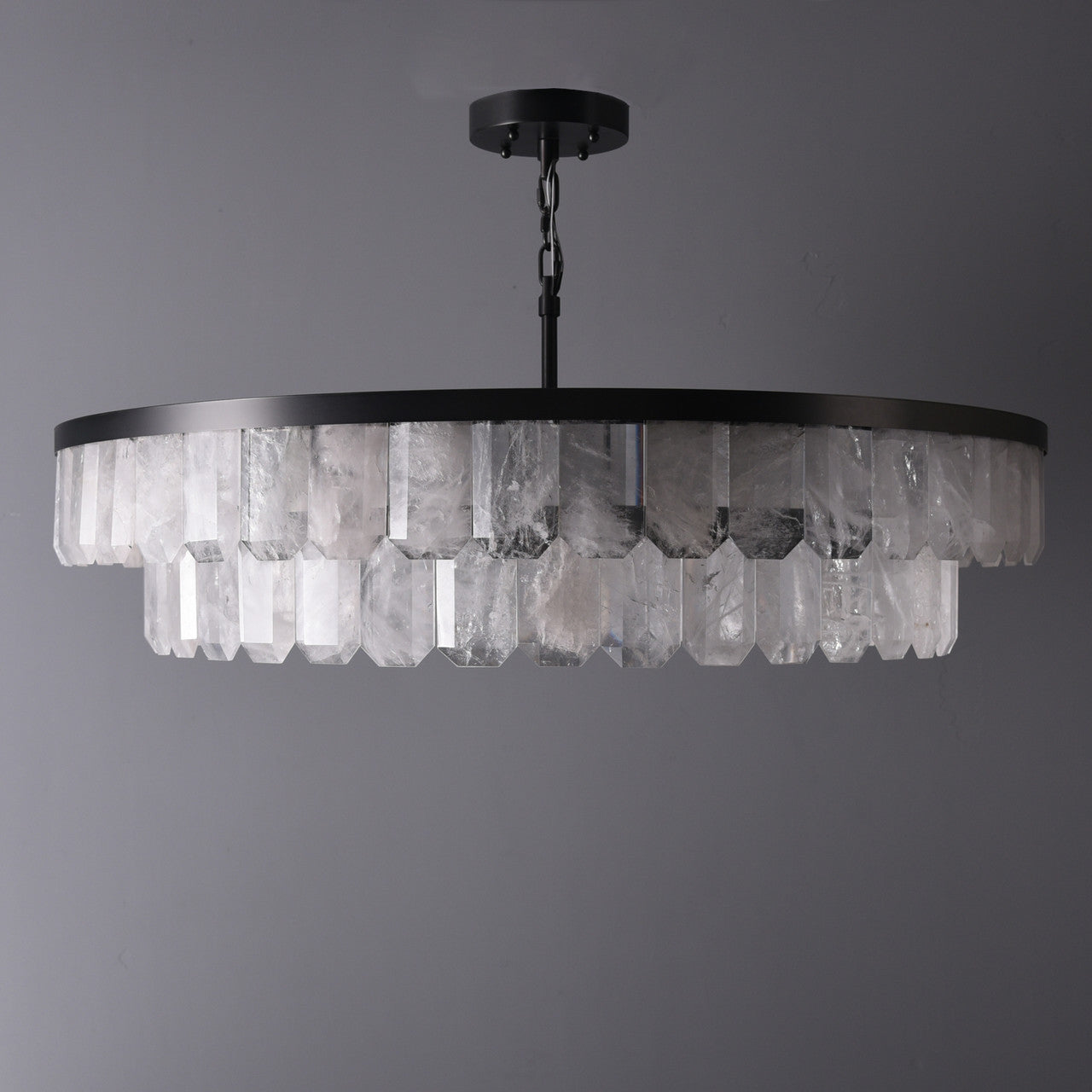 Rolantis Double Rock Crystal Chandelier by Bling Lighting Studio