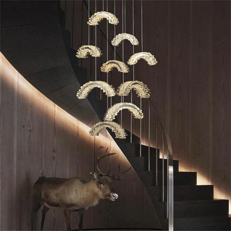Rainbow Modern Rock Crystal Staircase Chandelier by Bling Lighting Studio