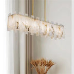 Modern Flake Alabaster Linear Chandelier by Bling Lighting Studio
