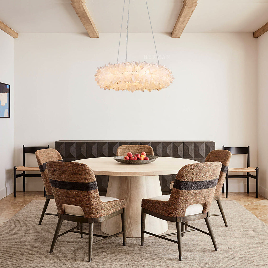Premium 24-47 Inch Round Clear Geode Quartz Crystal Ring Pendant Light Modern Chandelier for Living Room product image