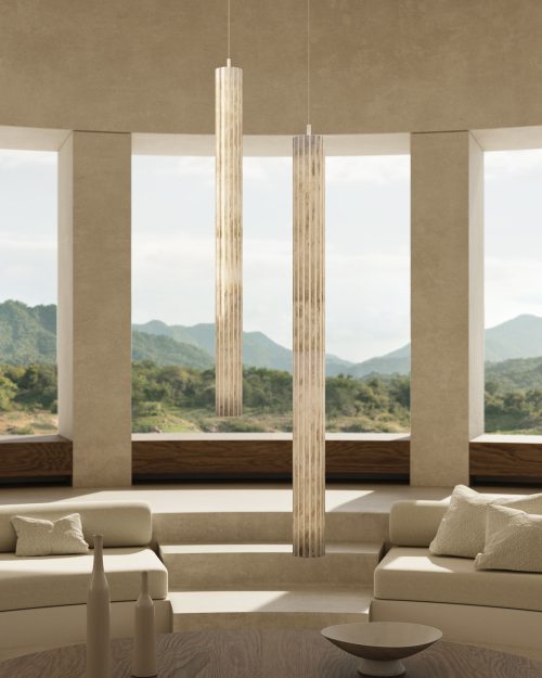 Vertical Roller Alabaster Pendant Light by Bling Lighting Studio