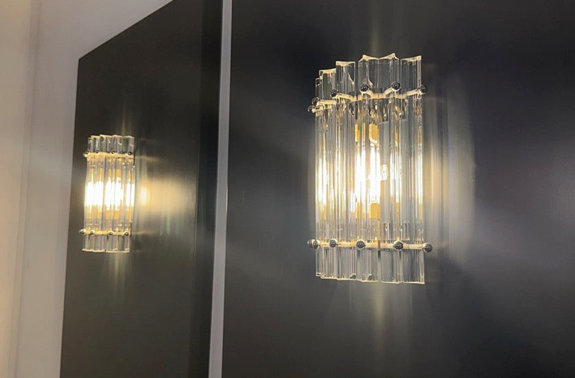 Murano Wall Lamp | 7 Clear Prism Glass | Set of 2