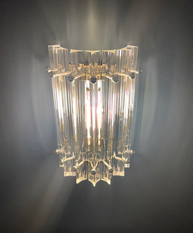 Murano Wall Lamp | 7 Clear Prism Glass | Set of 2