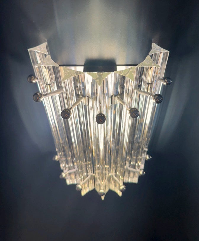 Murano Wall Lamp | 7 Clear Prism Glass | Set of 2