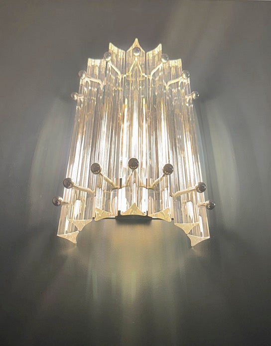 Murano Wall Lamp | 7 Clear Prism Glass | Set of 2