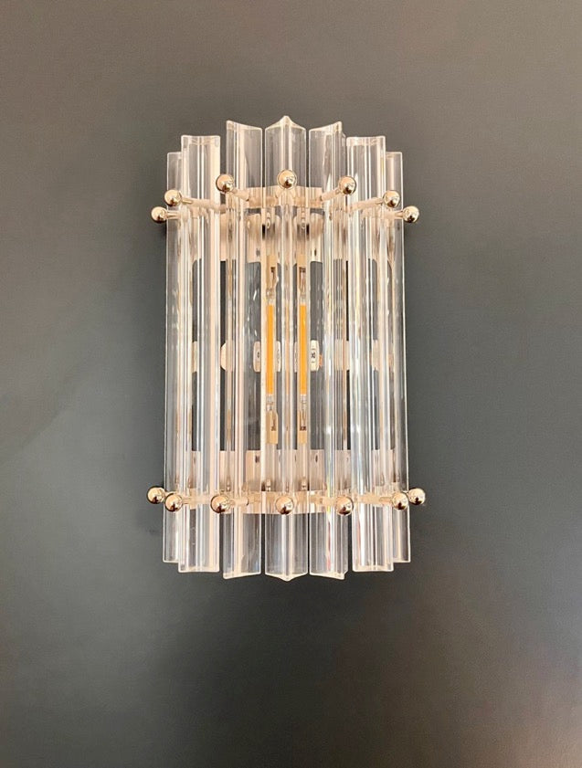 Murano Wall Lamp | 7 Clear Prism Glass | Set of 2
