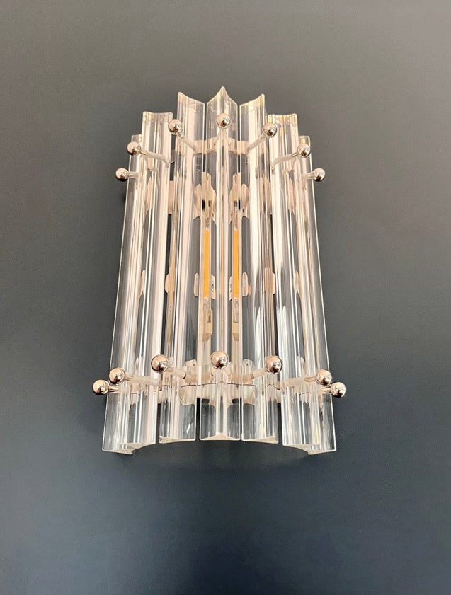 Murano Wall Lamp | 7 Clear Prism Glass | Set of 2