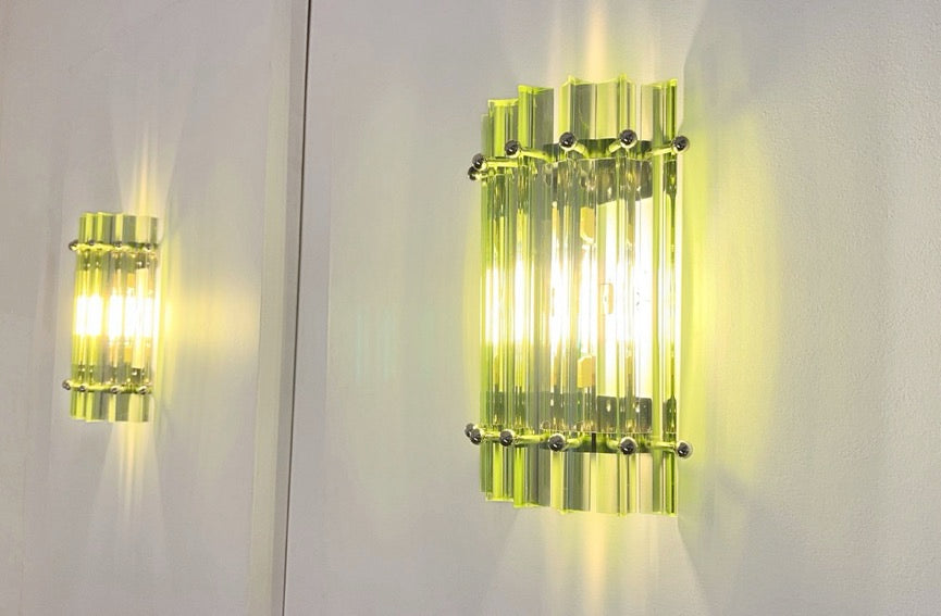Murano Wall Lamp | 7 Green Prism Glass | Set of 2