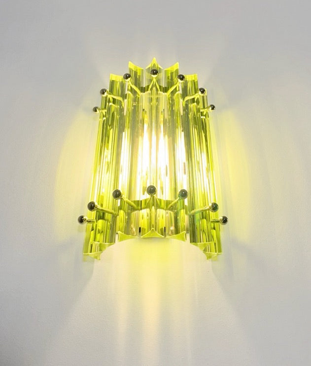 Murano Wall Lamp | 7 Green Prism Glass | Set of 2