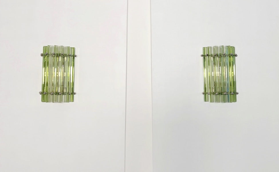Murano Wall Lamp | 7 Green Prism Glass | Set of 2