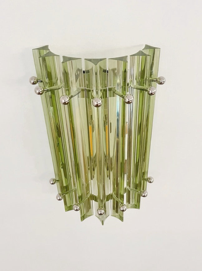 Murano Wall Lamp | 7 Green Prism Glass | Set of 2
