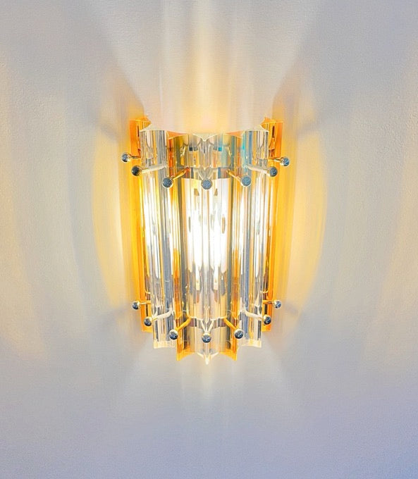 Murano Wall Lamp | 7 Clear Yellow Prism Glass | Set of 2