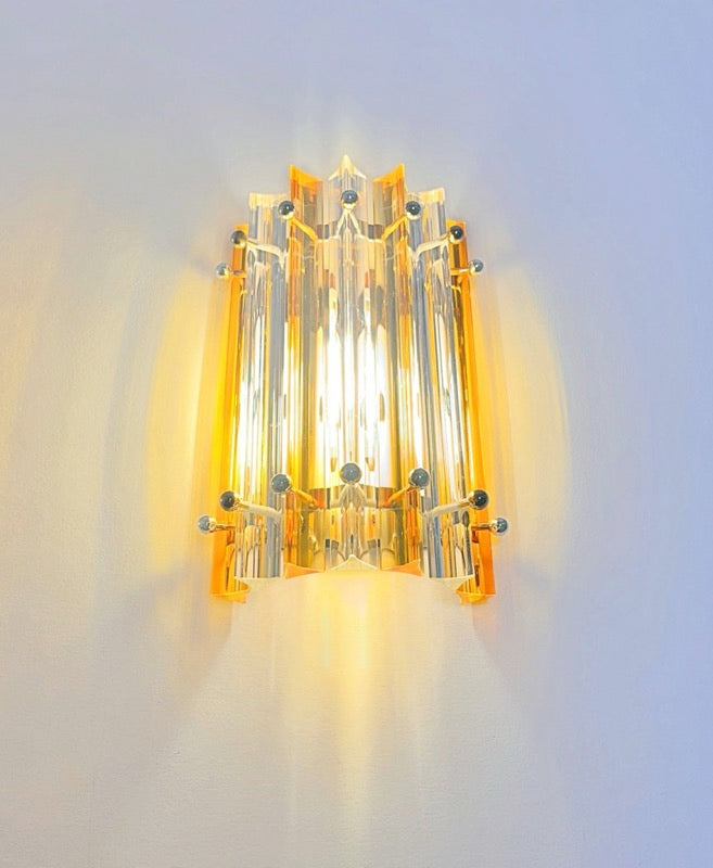 Murano Wall Lamp | 7 Clear Yellow Prism Glass | Set of 2