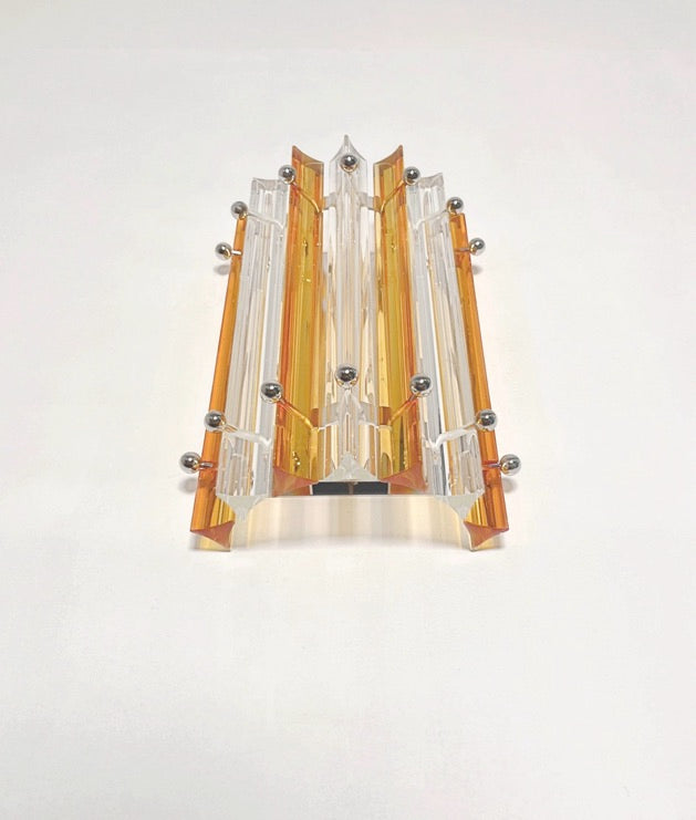 Murano Wall Lamp | 7 Clear Yellow Prism Glass | Set of 2