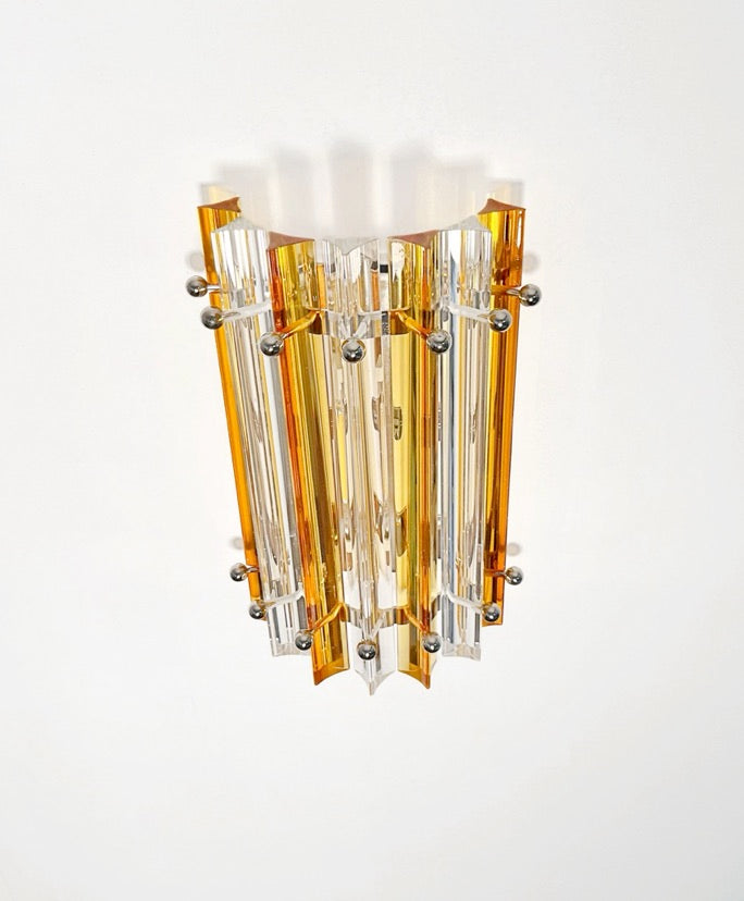 Murano Wall Lamp | 7 Clear Yellow Prism Glass | Set of 2