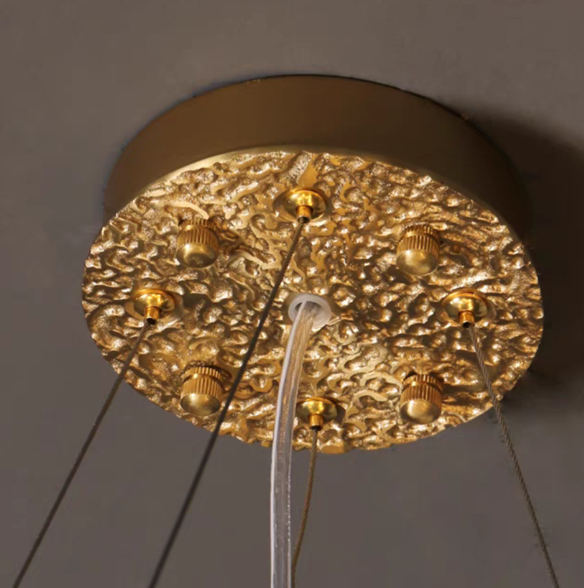 Post-Modern Art Brass and Ceramics Flower Pendant Branch Chandelier for Living/Dining Room by Bling Lighting Studio
