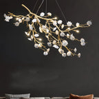 Post-Modern Art Brass and Ceramics Flower Pendant Branch Chandelier for Living/Dining Room by Bling Lighting Studio