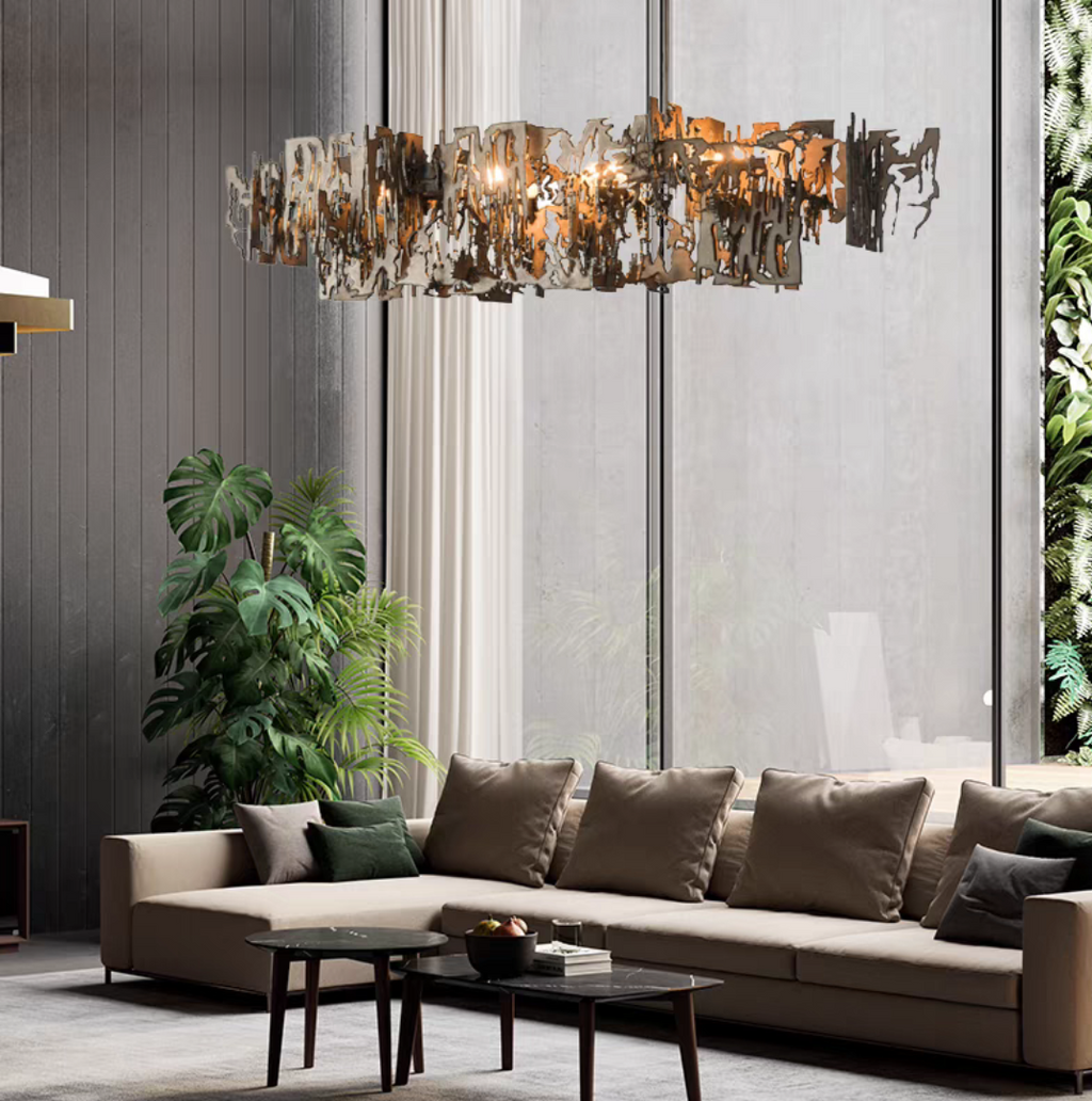 Oversize Post-modern Avant Art Irregular Metal Piece Chandelier for Living/Dining Room/Kitchen Island