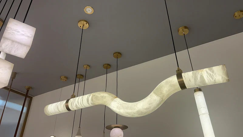 Glacera Simplicity Alabaster Curved Chandelier by Bling Lighting Studio