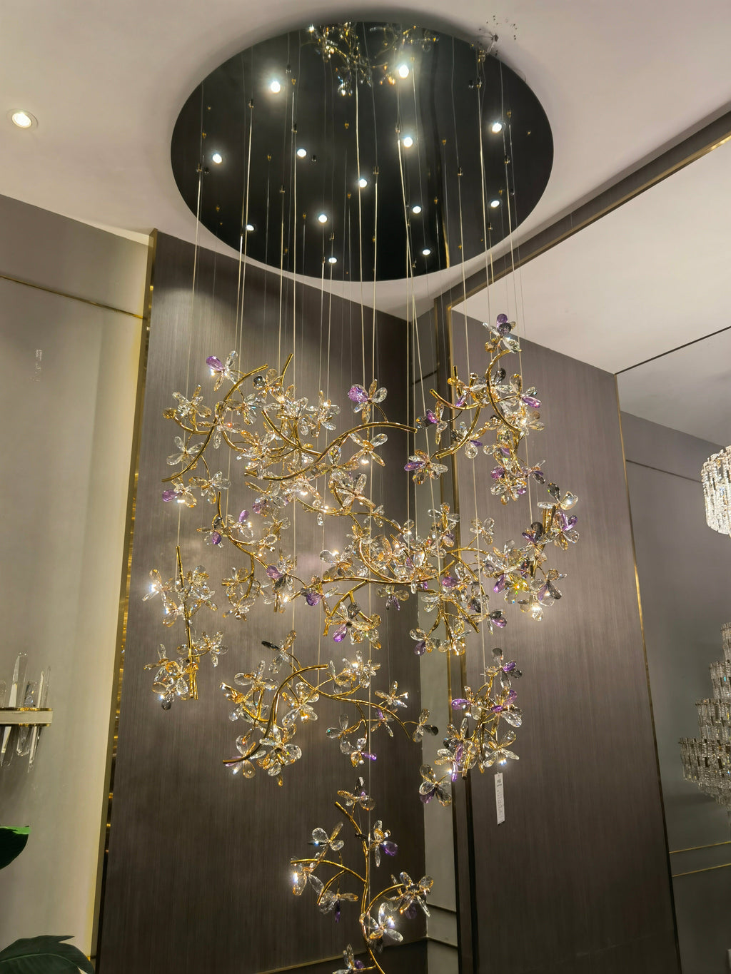 Luxury Branch Flower Crystal Chandelier for High-ceiling/Staircase/Foyer/Hallway by Bling Lighting Studio