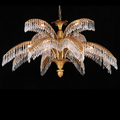 Luxury Palm Tree Crystal Chandelier in Brass for Living Room and Low Ceiling Spaces by Bling Lighting Studio