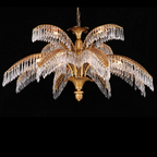Luxury Palm Tree Crystal Chandelier in Brass for Living Room and Low Ceiling Spaces by Bling Lighting Studio