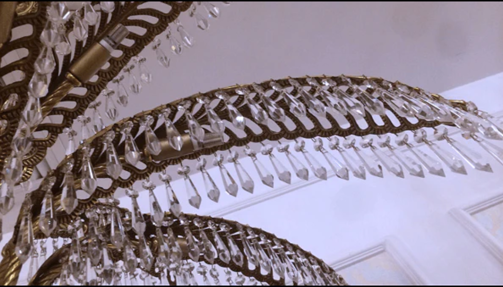 Luxury Palm Tree Crystal Chandelier in Brass for Living Room and Low Ceiling Spaces by Bling Lighting Studio