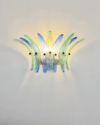 Murano Wall Lamp | 9 Blue Turquoise Palmette Glass | Set of 2