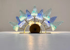 Murano Wall Lamp | 9 Blue Turquoise Palmette Glass | Set of 2