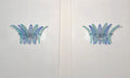 Murano Wall Lamp | 9 Blue Turquoise Palmette Glass | Set of 2