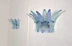 Murano Wall Lamp | 9 Blue Turquoise Palmette Glass | Set of 2