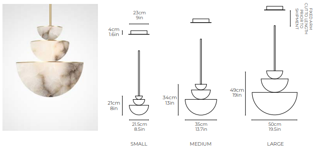 Hemisphere Alabaster Pendant by Bling Lighting Studio