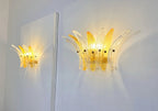 Murano Wall Lamp | 9 Clear Yellow Palmette Glass | Set of 2