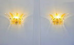 Murano Wall Lamp | 9 Clear Yellow Palmette Glass | Set of 2
