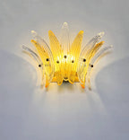 Murano Wall Lamp | 9 Clear Yellow Palmette Glass | Set of 2