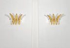 Murano Wall Lamp | 9 Clear Yellow Palmette Glass | Set of 2
