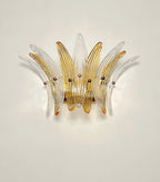 Murano Wall Lamp | 9 Clear Yellow Palmette Glass | Set of 2