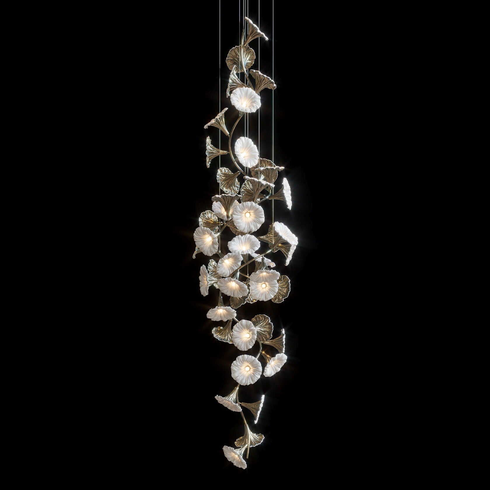 White Ginkgo Bloom Chandelier
