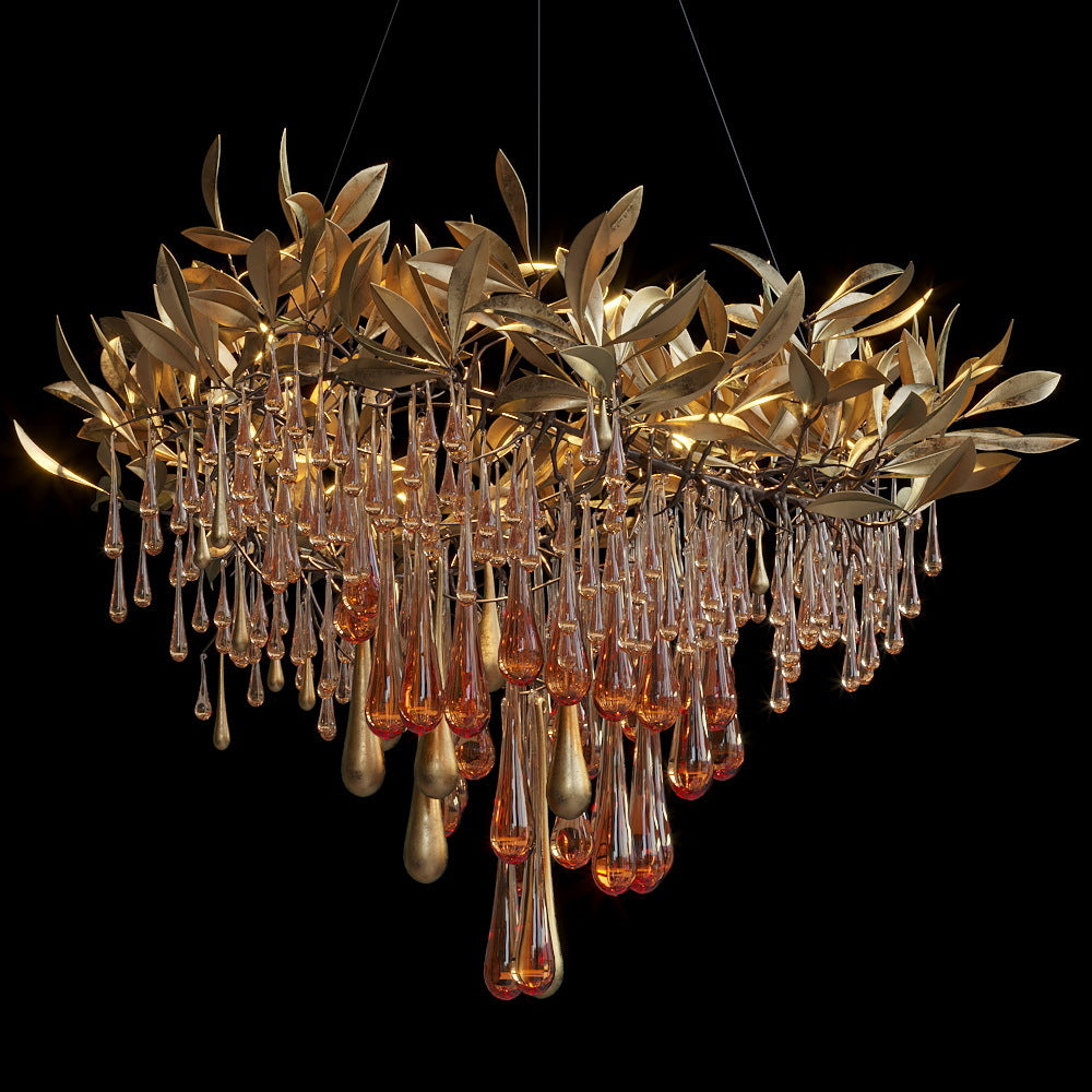 Olive Leaf Rain Chandelier