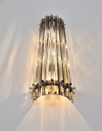 Murano Wall Lamp | 7 Clear Smoked Prism Glass | Set of 2