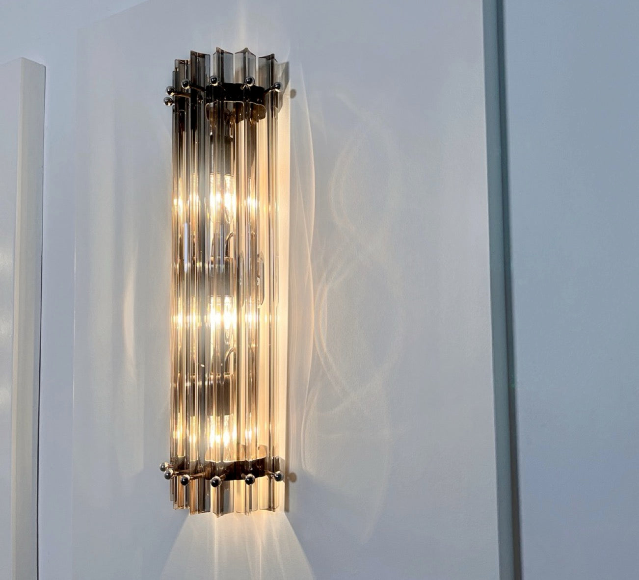 Murano Wall Lamp | 7 Clear Smoked Prism Glass | Set of 2