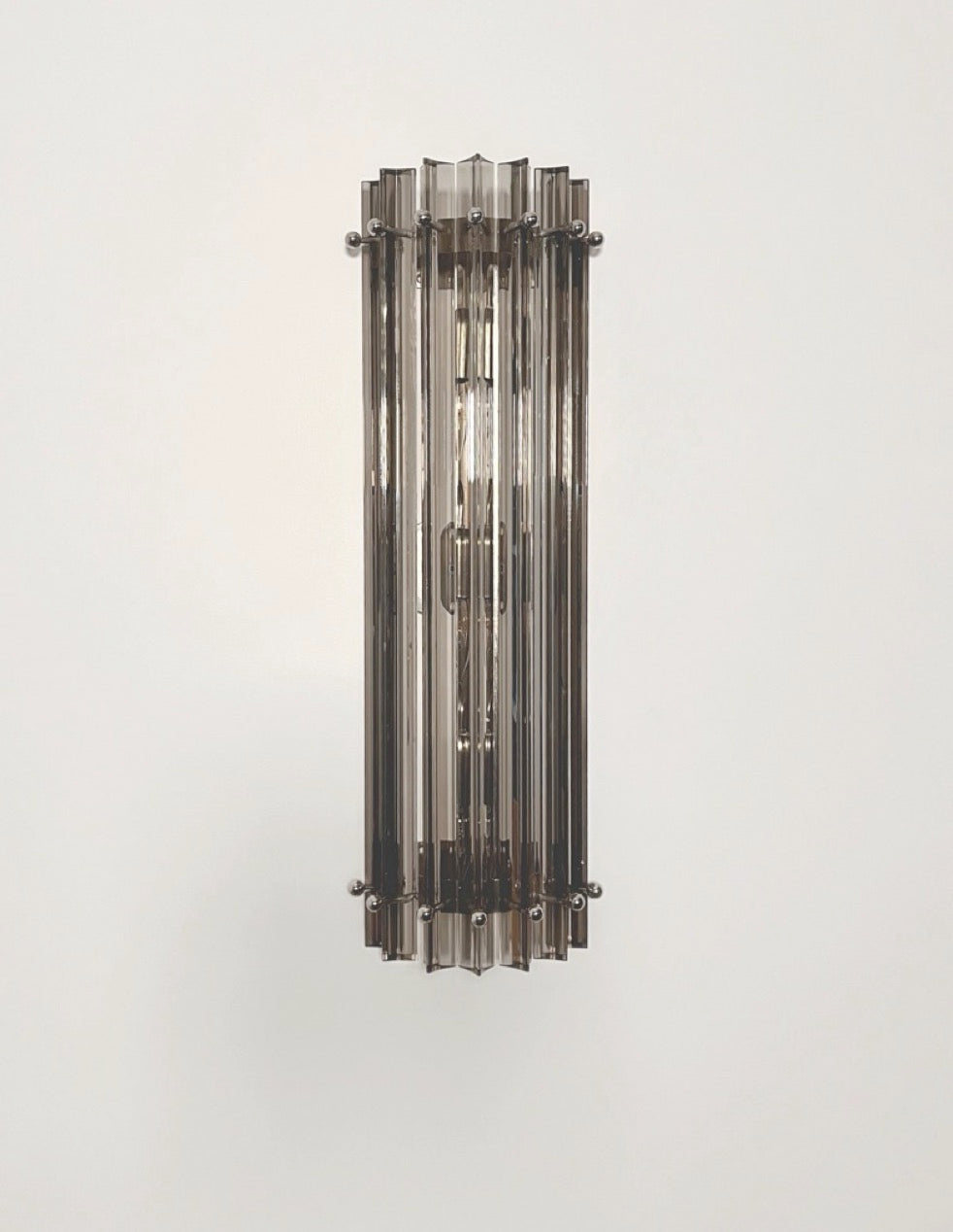 Murano Wall Lamp | 7 Clear Smoked Prism Glass | Set of 2