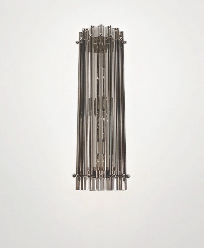 Murano Wall Lamp | 7 Clear Smoked Prism Glass | Set of 2