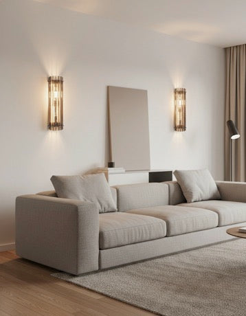 Murano Wall Lamp | 7 Clear Smoked Prism Glass | Set of 2