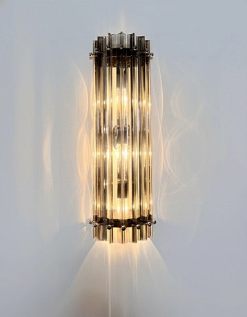 Murano Wall Lamp | 7 Clear Smoked Prism Glass | Set of 2