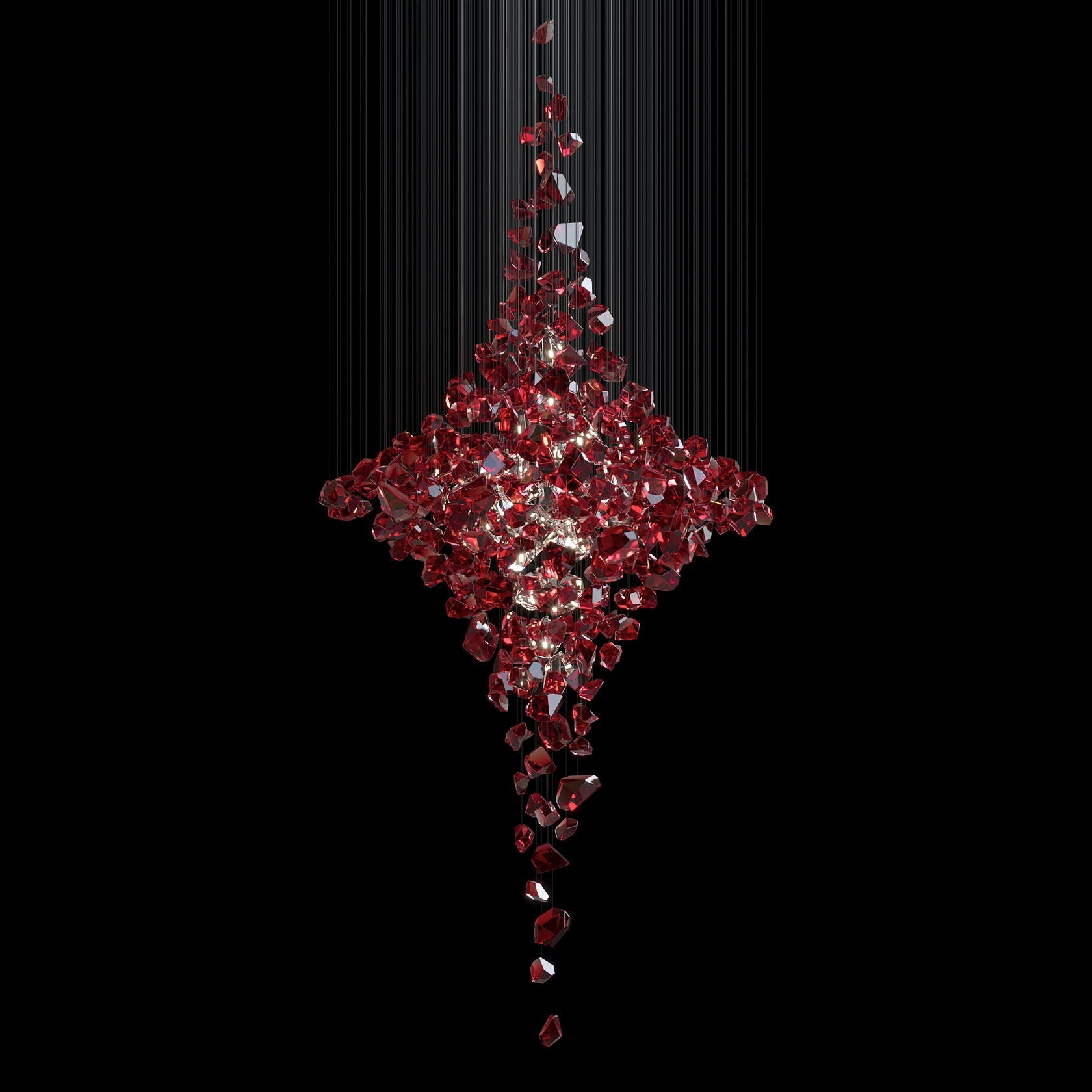 Crimson Crystal Scatter Chandelier